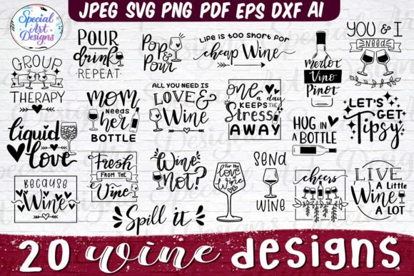 Funny Wine Quote SVG Bundle for Graphics and Crafts