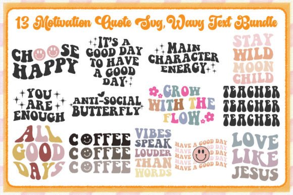 Motivation Quote SVG Wavy Text Bundle for Crafts and Graphics