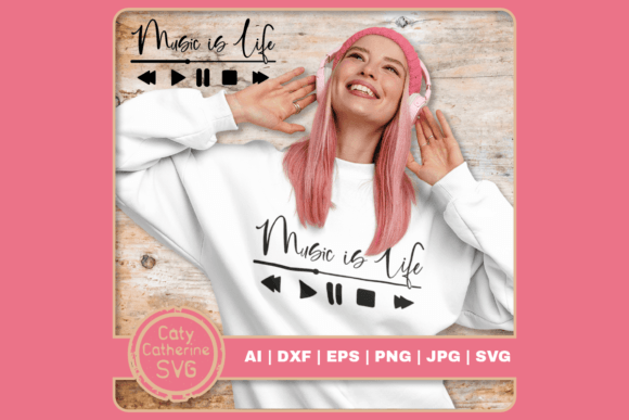 Music is Life Quote SVG for Crafts and Graphics