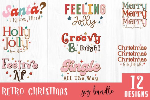 Retro Christmas Quote SVG Bundle for Crafts and Graphics